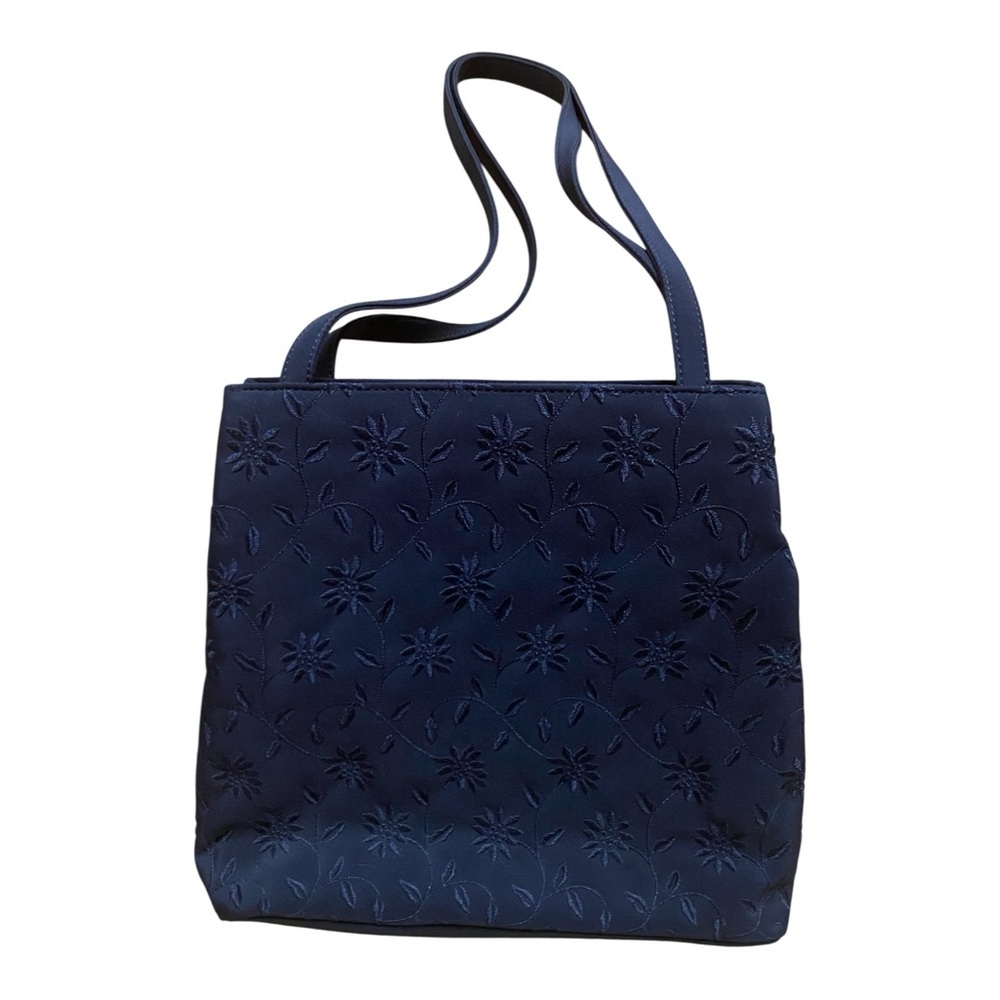 Nine West Womens Quilted Floral Pattern Navy Blue Vintage Purse Y2k Millennial
